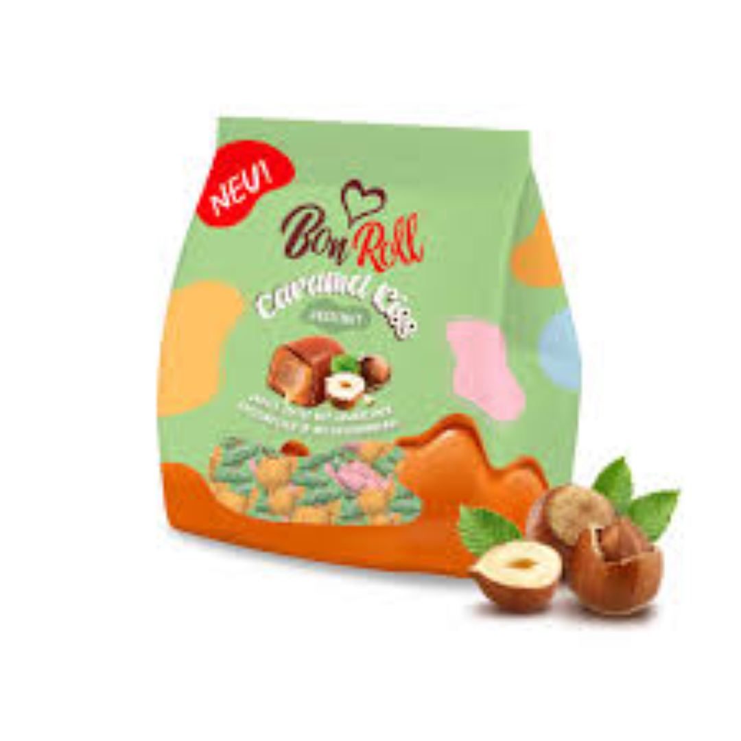 BONROLL TOFFEES HAZELNUT W MILK CHOCOLATE 120